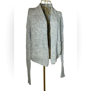 Abercrombie and Fitch Gray Cable Knit Open Cardigan with Patch Pockets, Small
